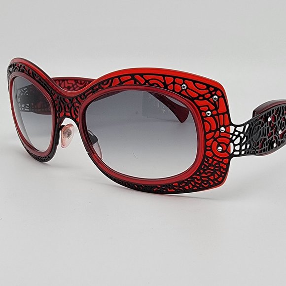 Jean Lafont Louxor 100 Red Black Frame Black Gradient Lens Sunglasses w/ Case main image 4
